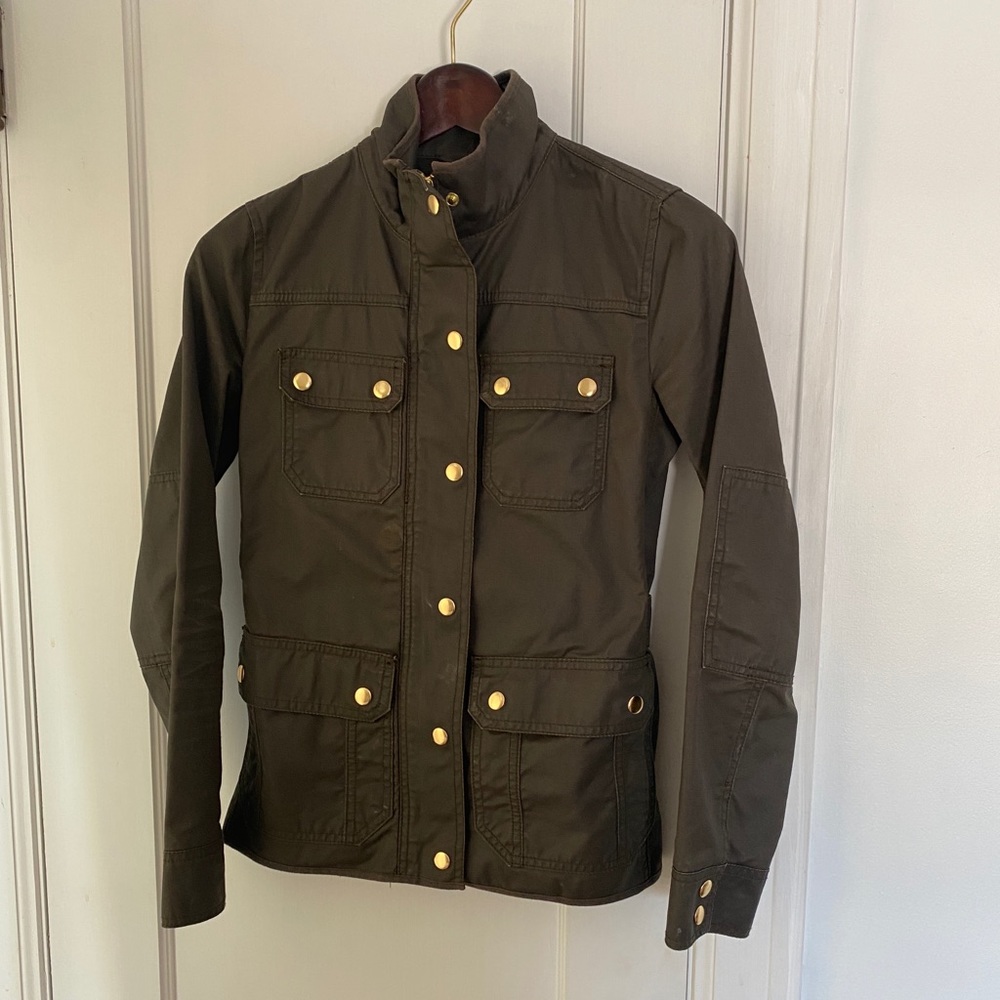 J Crew Women's Olive Green Rain Jacket 2 XS
